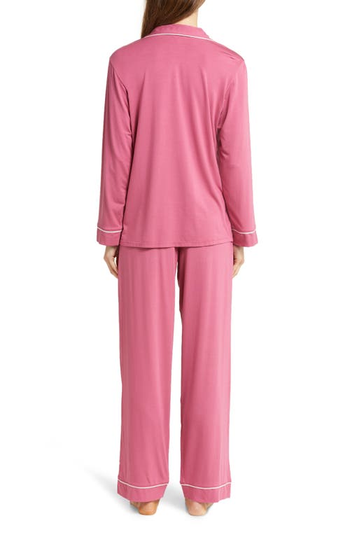 Shop Eberjey Gisele Jersey Knit Pajamas In Raspberry/ivory