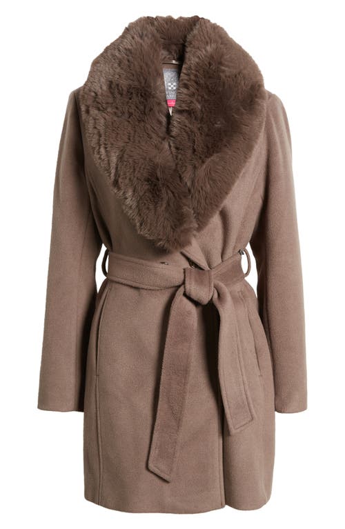 VINCE CAMUTO VINCE CAMUTO WRAP COAT WITH REMOVABLE FAUX FUR COLLAR 
