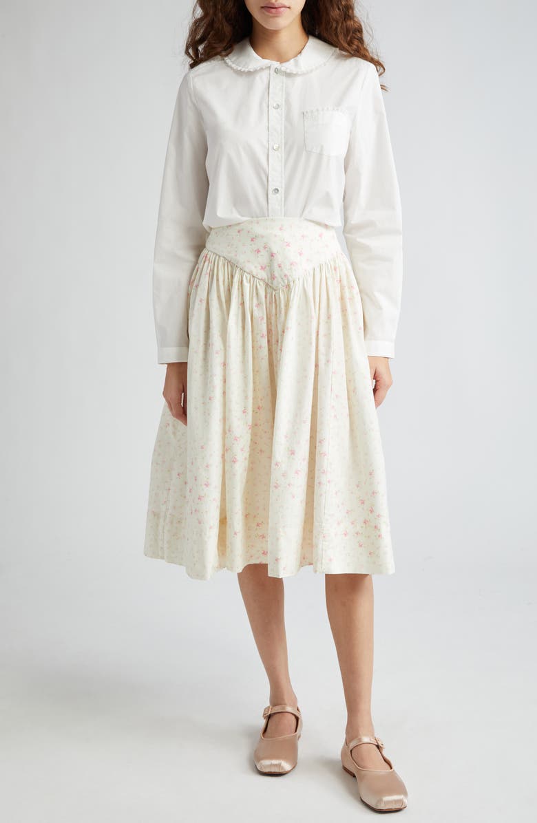Sandy Liang Wembley Lace Trim Cotton Poplin Button-Up Shirt, Alternate, color, White