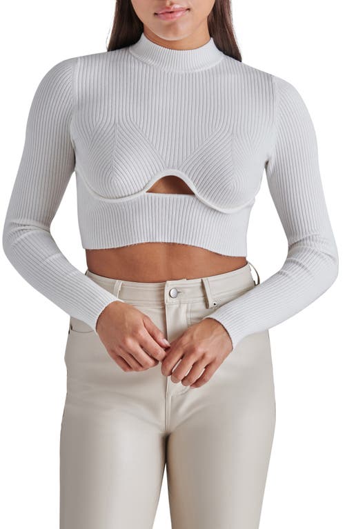 Steve Madden Ollie Cutout Ribbed Crop Sweater Cloud at Nordstrom,