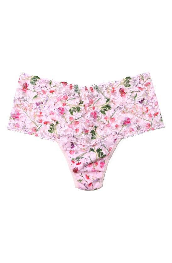 Shop Hanky Panky Floral Print Retro Lace Thong In Rise And Vines