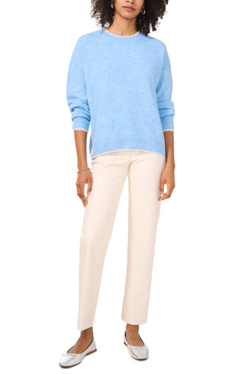 Shop Vince Camuto Tipped Crewneck Sweater In Blue Heather