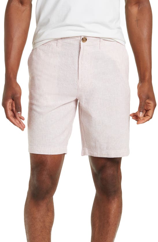 14th & Union Linen Blend Trim Fit Shorts In Pink Glass