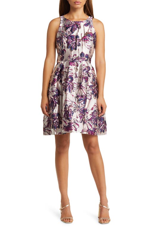 Lilly Pulitzer Jollian Metallic Floral Jacquard Fit & Flare Dress in Low Tide N