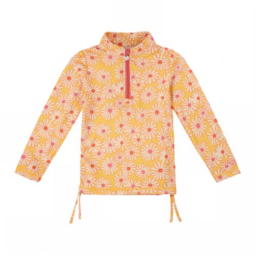 Uv Skinz Half Zip Ruched Sun & Swim Shirt In Sunshine Daisies