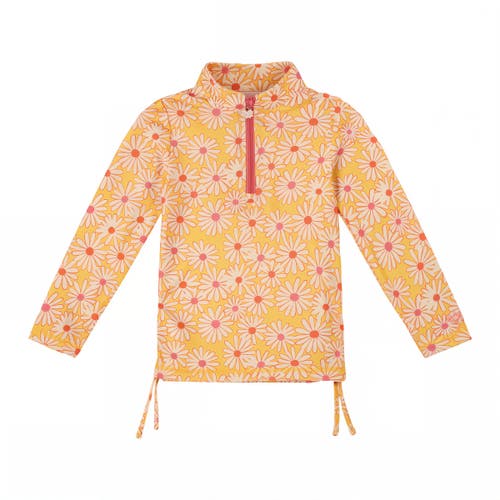 Shop Uv Skinz Half Zip Ruched Sun & Swim Shirt In Sunshine Daisies