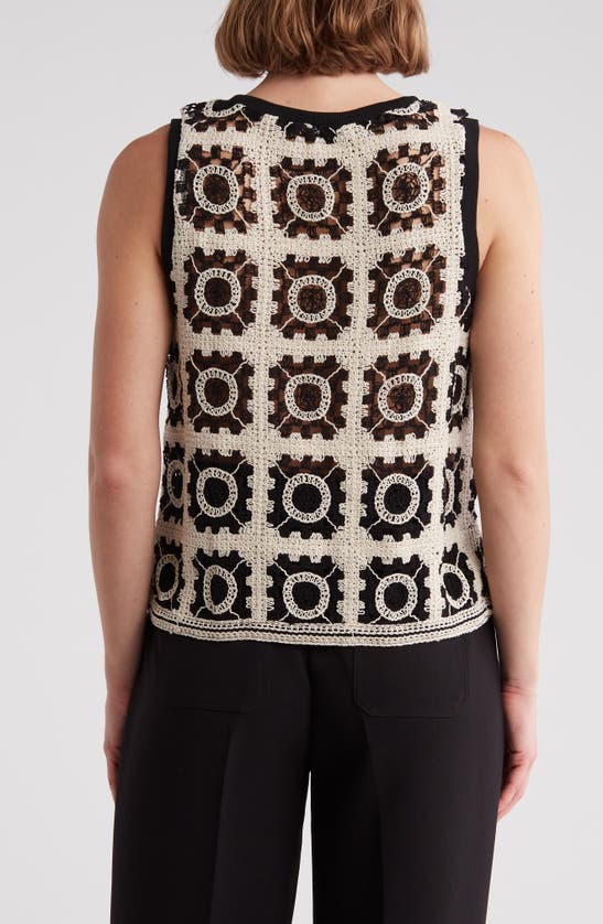 Shop Adrianna Papell Pattern Stitch Sweater Tank In Cream/ Black