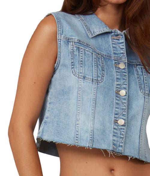 Lola Jeans Gabbie Cropped Denim Vest In Stone Blue Skyline