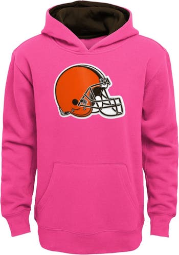 Girls Youth Pink Cleveland Browns Prime Pullover Hoodie