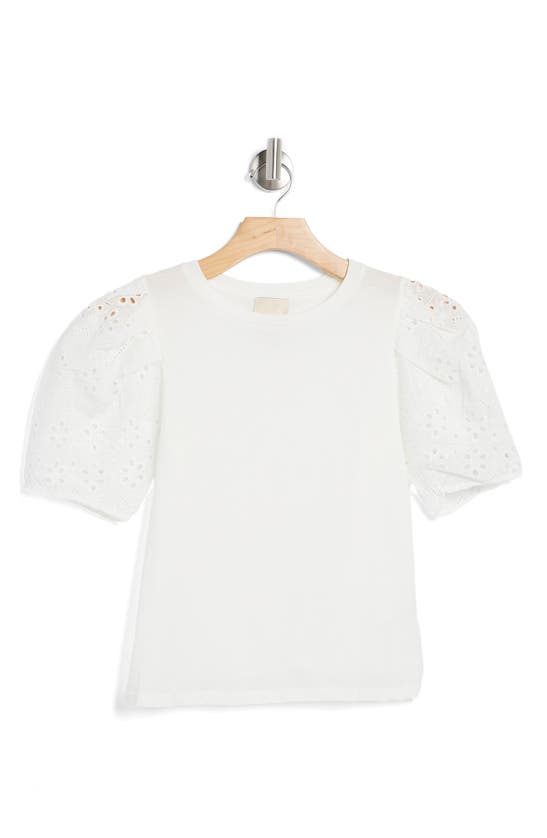 Shop Industry Republic Clothing Eyelet Sleeve Cotton Top In White