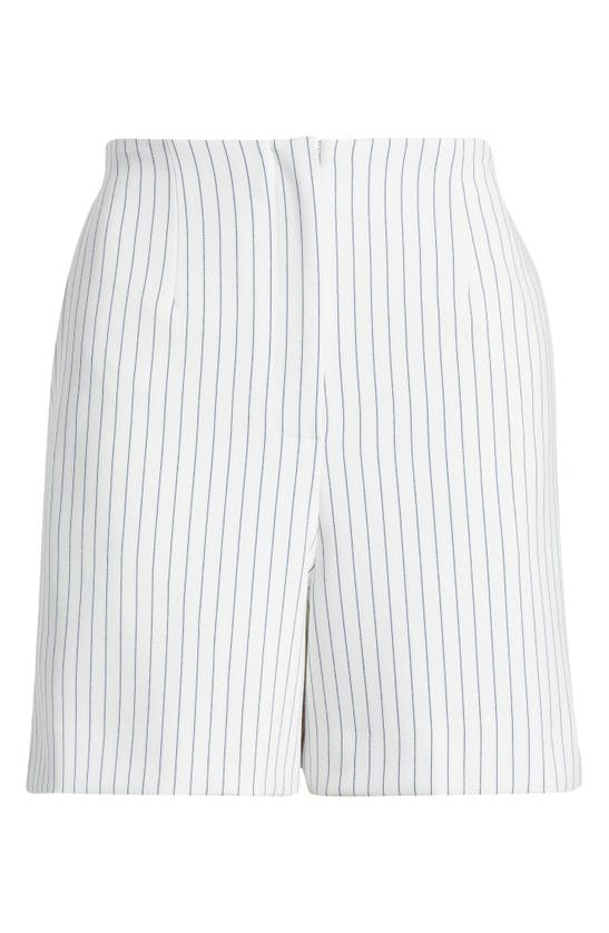 Shop French Connection Whisper Pinstripe Shorts In 18-summer White-marine