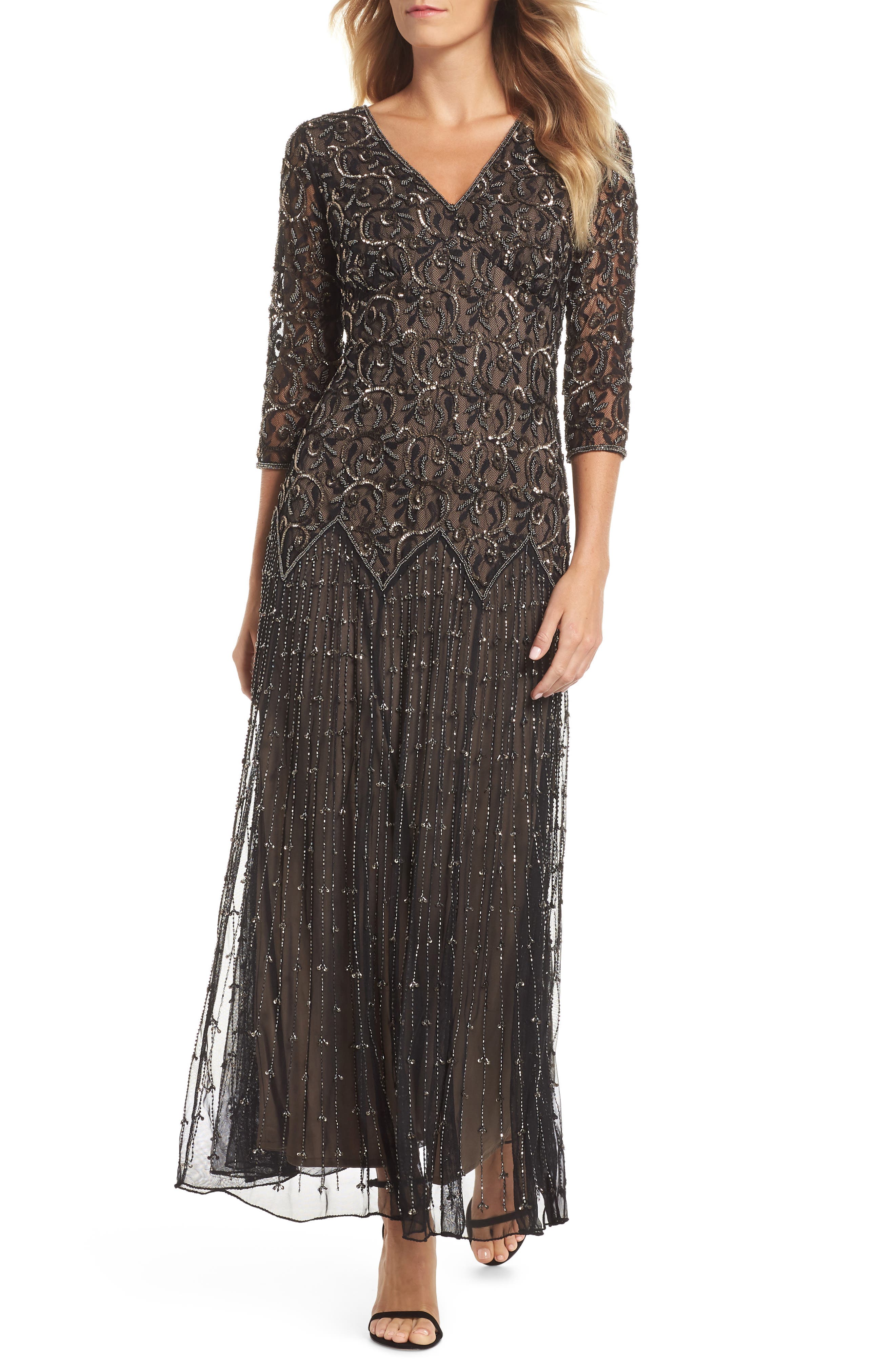 nordstrom embellished mesh gown