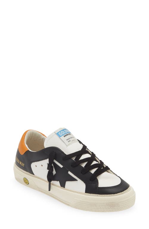 Golden Goose Kids' May Low Top Sneaker In White/black/orange