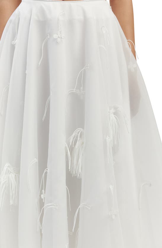 Shop Bardot Marcell Fringe & Floral Appliqué Midi Skirt In Orchid White