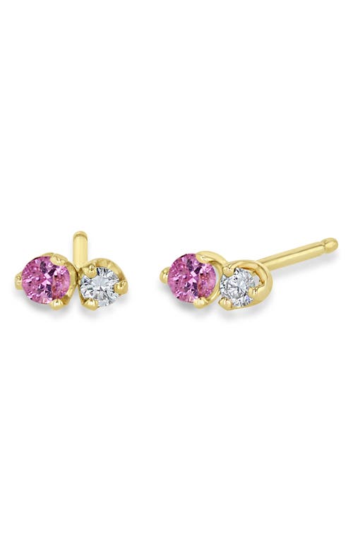 ZOË CHICCO ZOË CHICCO PINK SAPPHIRE & DIAMOND STUD EARRINGS 