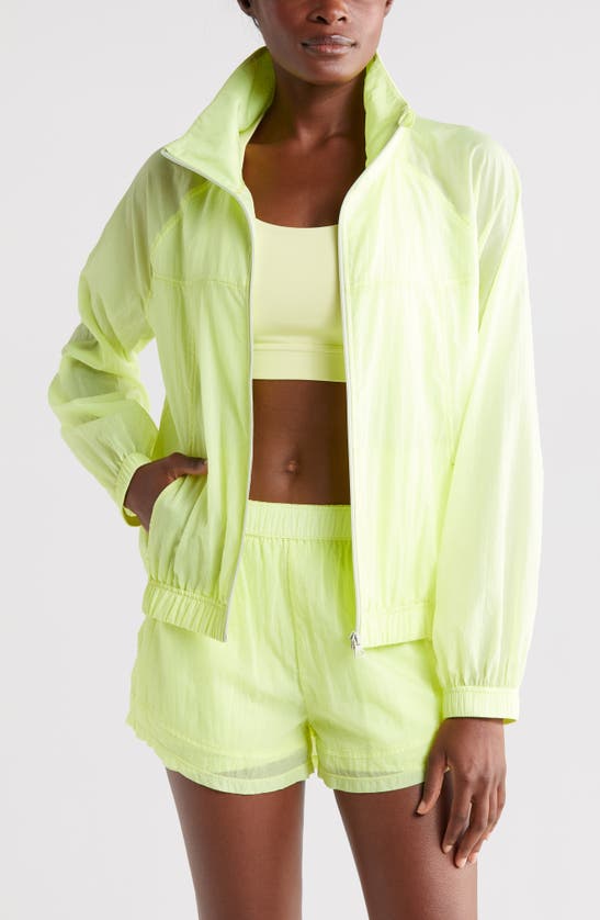 Shop Zella Expression Sheer Jacket In Green Finch