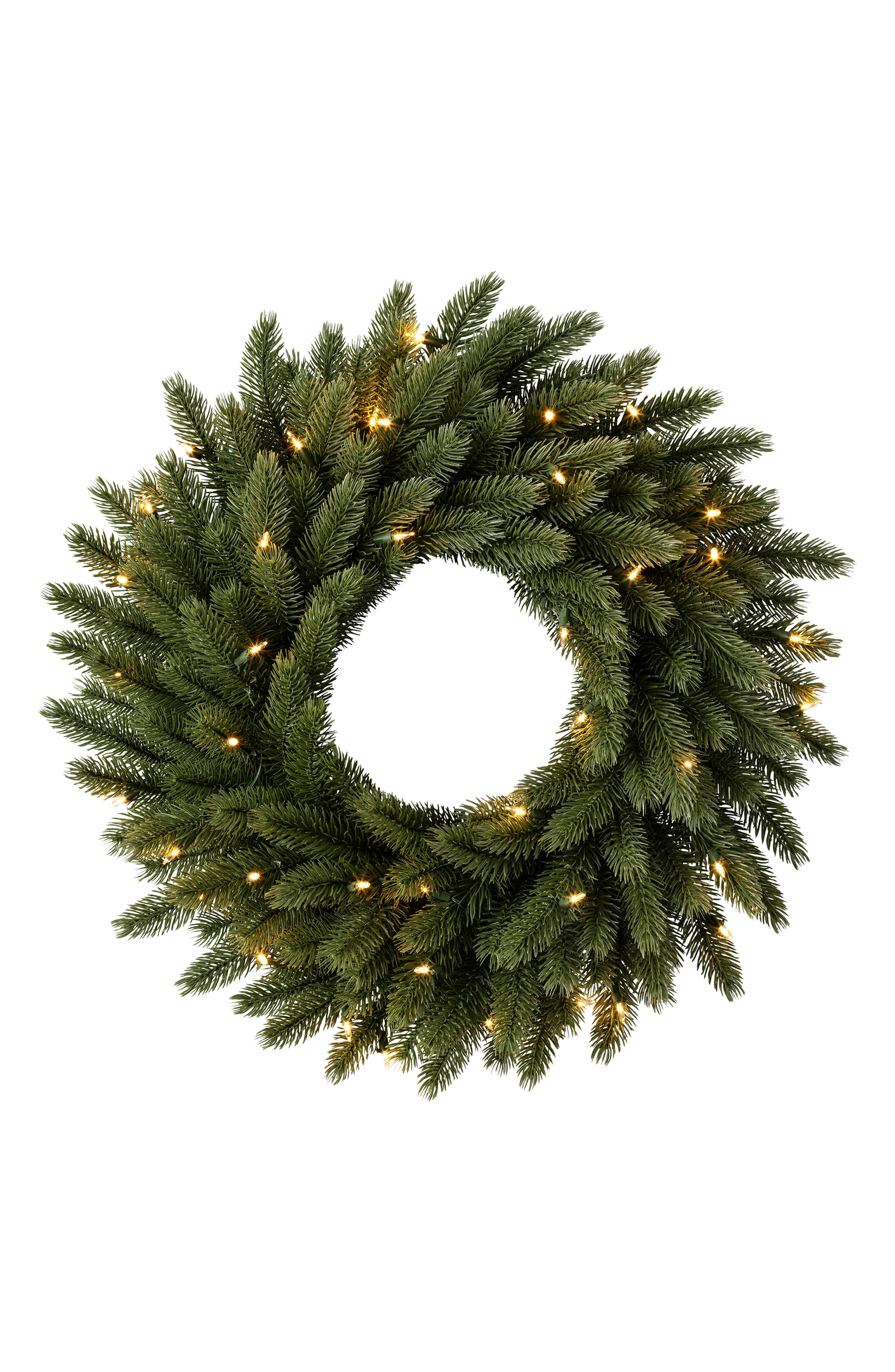 Balsam Hill Vermont White Spruce Pre Lit Artificial Wreath in Green 