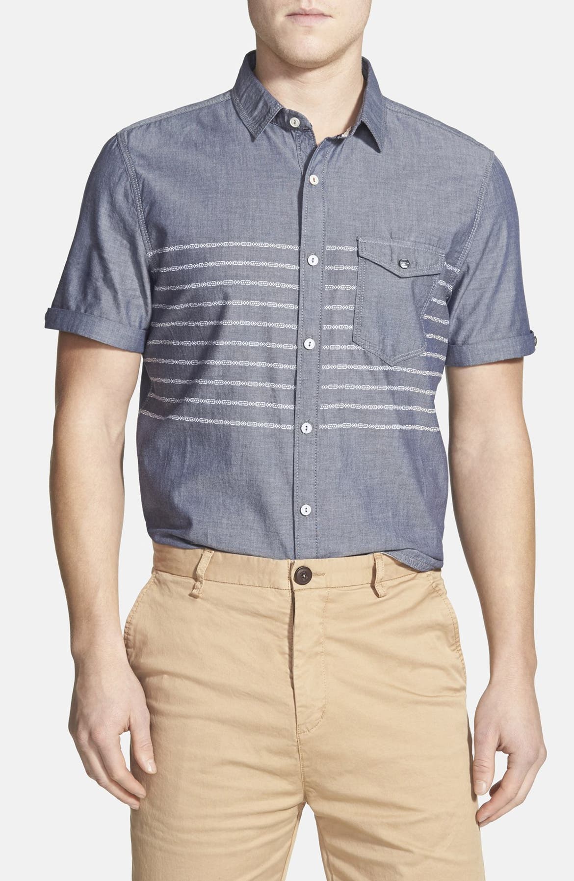 Jeremiah 'Gil' Regular Fit Stripe Short Sleeve Sport Shirt | Nordstrom