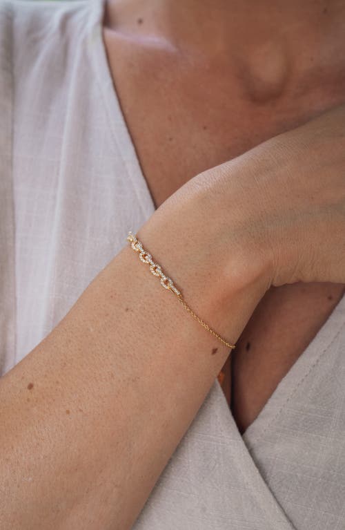 Sterling Forever Harley Cz Interlocking Chain Bracelet In Gold