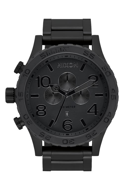 Shop Nixon 51-30 Chronograph Bracelet Watch, 51mm In All Matte Black/black