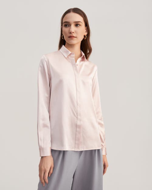 Shop Lilysilk Basic Concealed Placket Silk Shirt In Pale Pink