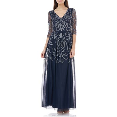 Js Collections Embellished Gown, Blue