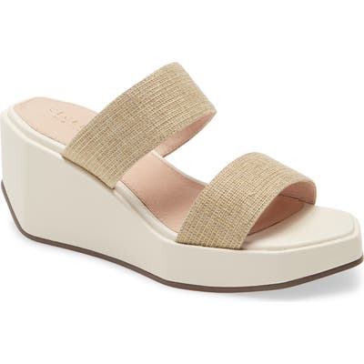 Cecelia New York Bailey Wedge Platform Slide Sandal, Ivory