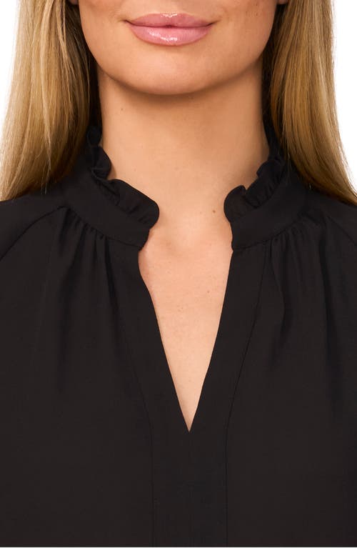 Shop Cece Ruffle Neck Chiffon Top In Rich Black