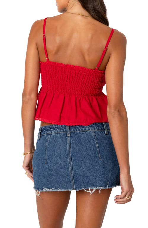 Shop Edikted Millie Smocked Babydoll Camisole In Red