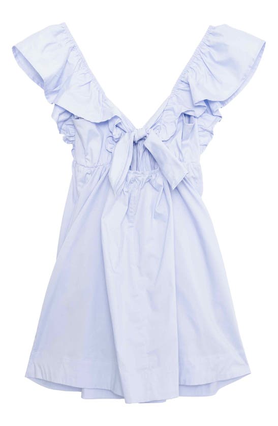 Shop Speechless Flutter Sleeve Stretch Poplin Babydoll Dress In Periwinkle