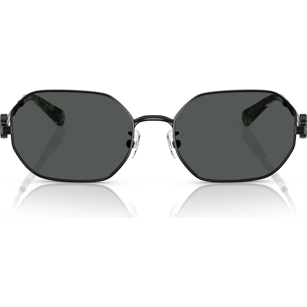 Tory Burch 55mm Irregular Sunglasses In Shiny Black