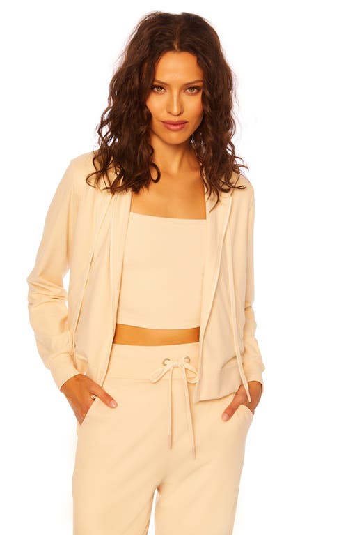 Shop Susana Monaco Front Zip Crop Hoodie In Belgian Creme