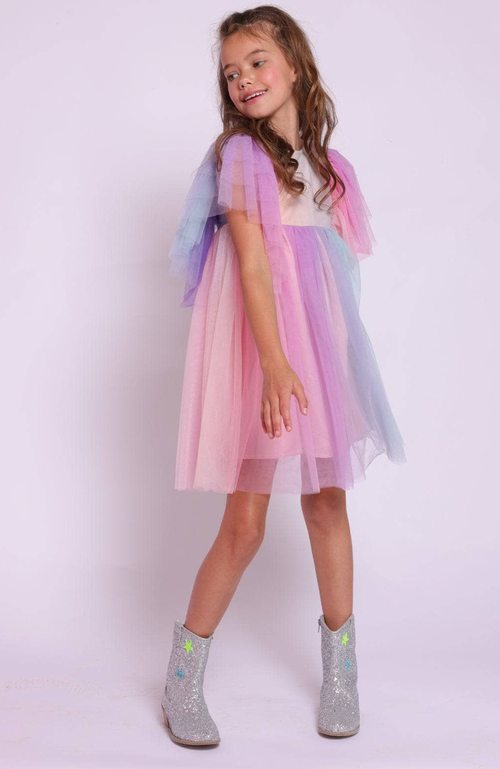 Shop Lola + The Boys Cotton Candy Dream Tulle Dress In Multicolor