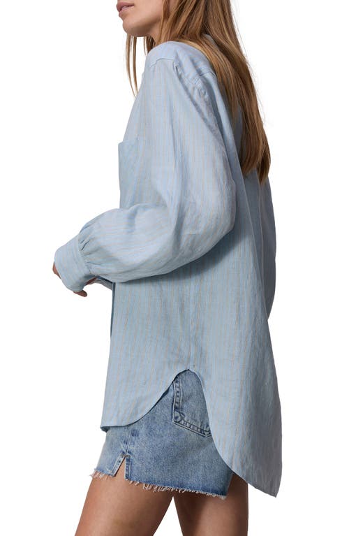 Rag & Bone Maxine Stripe Linen Button-up Shirt In Blue Strip