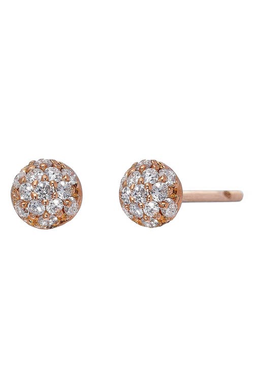Mini Pave Ball Stud Earrings in Rose Gold/diamond