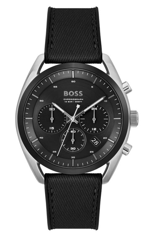 BOSS Top Fabric Strap Chronograph Watch in Black at Nordstrom