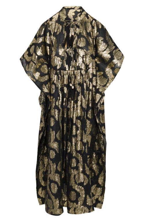 Meghan La Palm Springs Caftan Maxi Dress In Black Gold