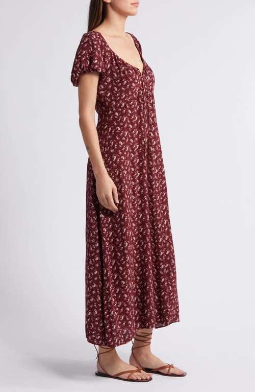 Shop Treasure & Bond Floral Tie Front Maxi Dress In Burgundy Little Paris