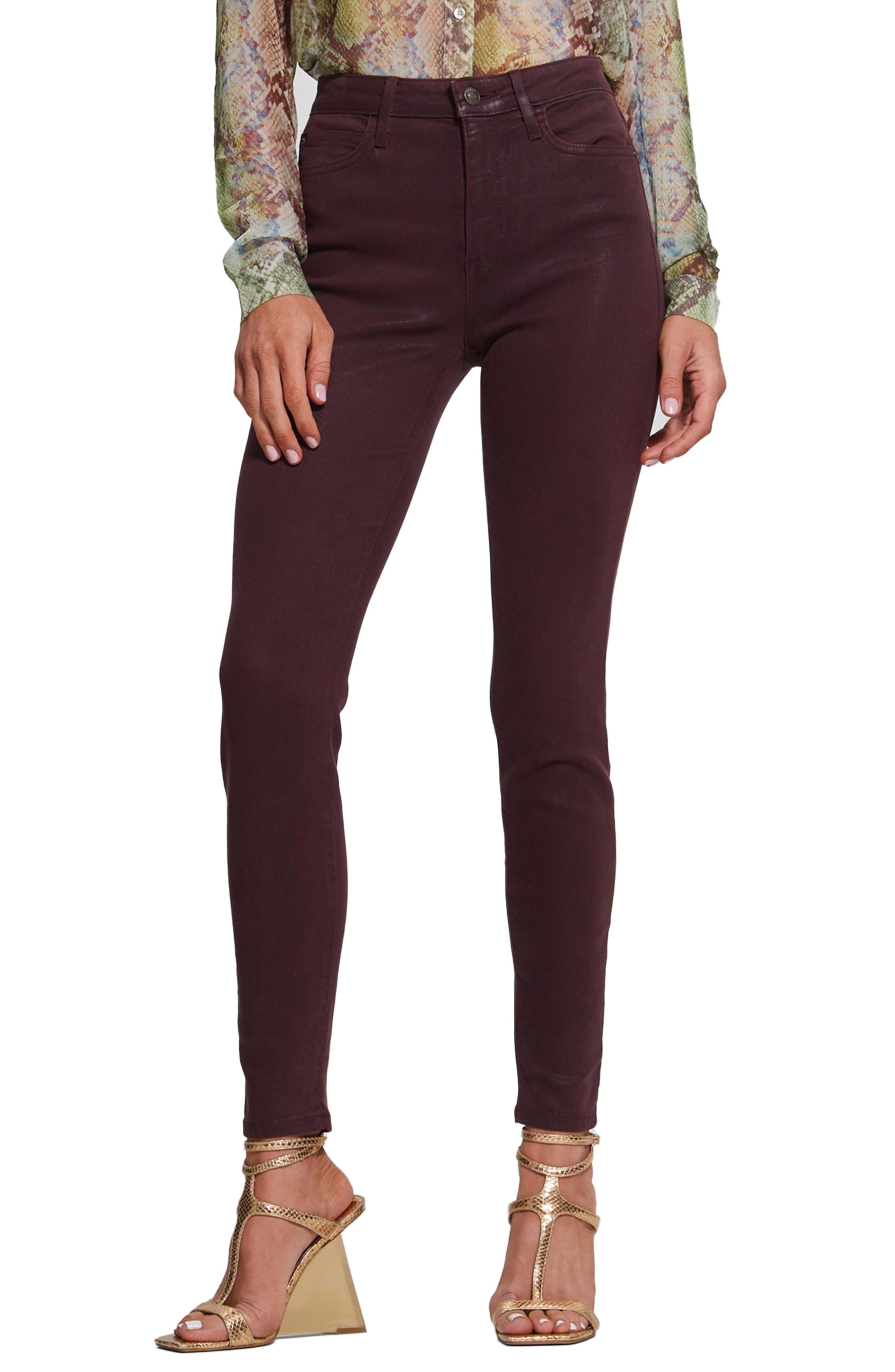 maroon jeans high waisted