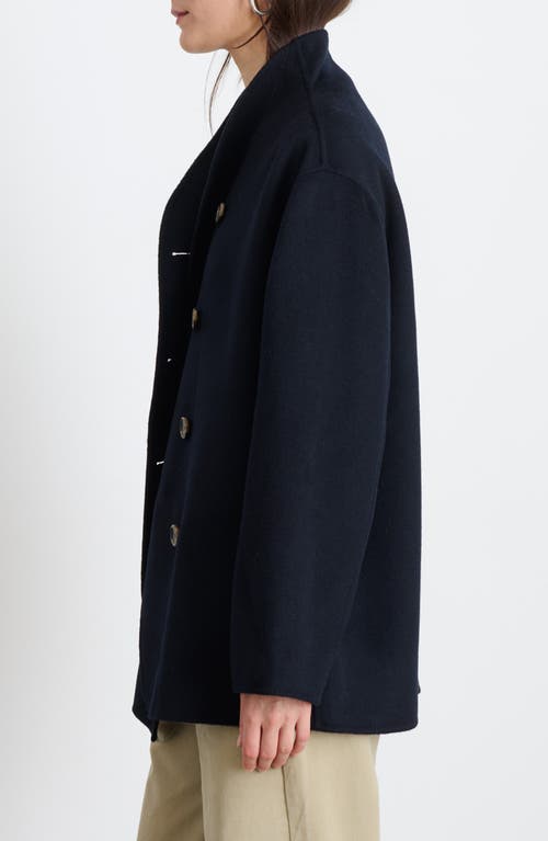 Shop Alex Mill Sophia Wool Blend Coat In Dark Navy