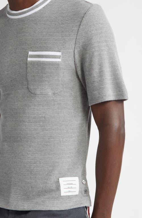 Shop Thom Browne Stripe Trim Cotton T-shirt In Light Grey