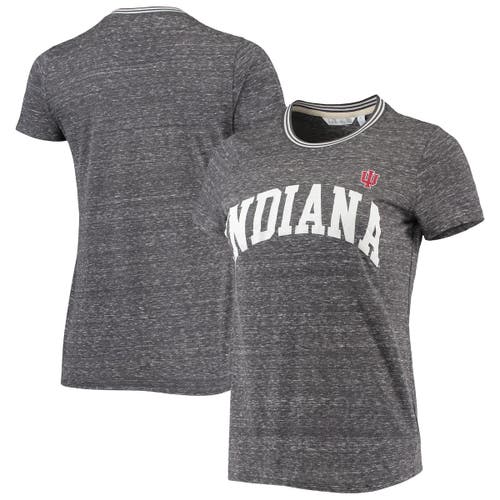 CAMP DAVID Women's Heathered Charcoal Indiana Hoosiers Daisy Ringer T-Shirt in Heather Charcoal
