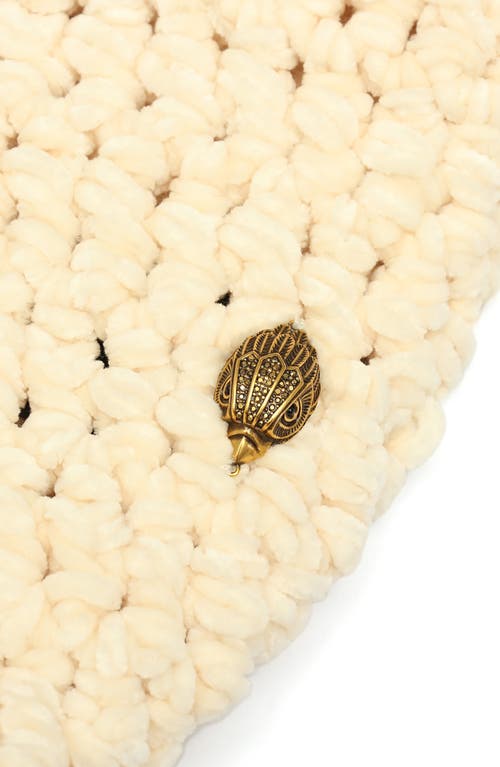 Shop Kurt Geiger London Chunky Chenille Pompom Scarf In Bone