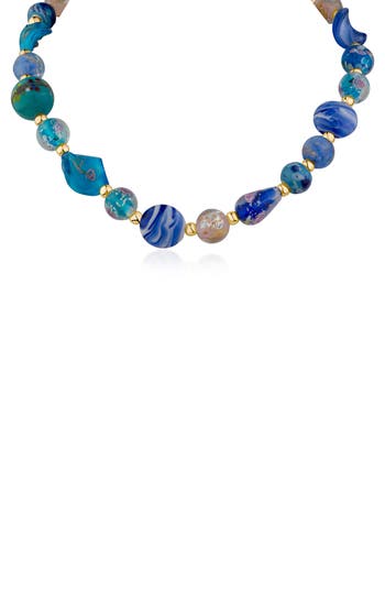 Jardin Mixed Beaded Necklace In Blue Multi