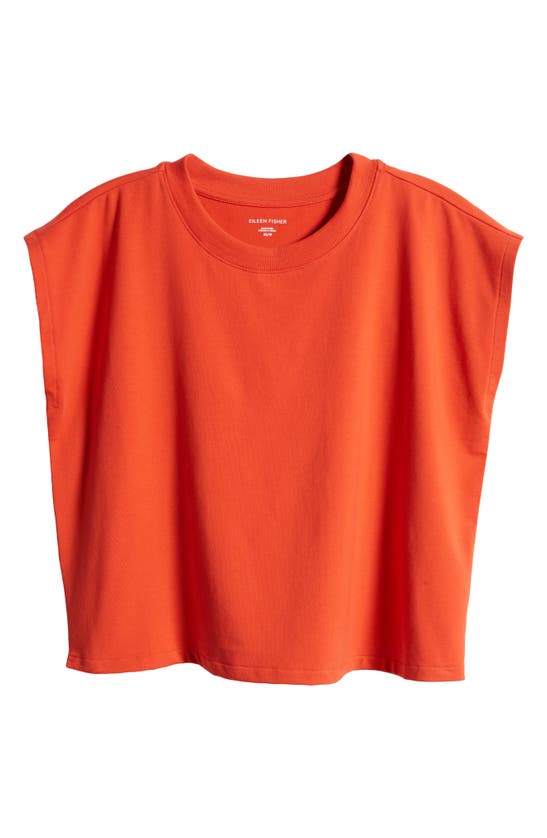Shop Eileen Fisher Cap Sleeve Crop T-shirt In Flame