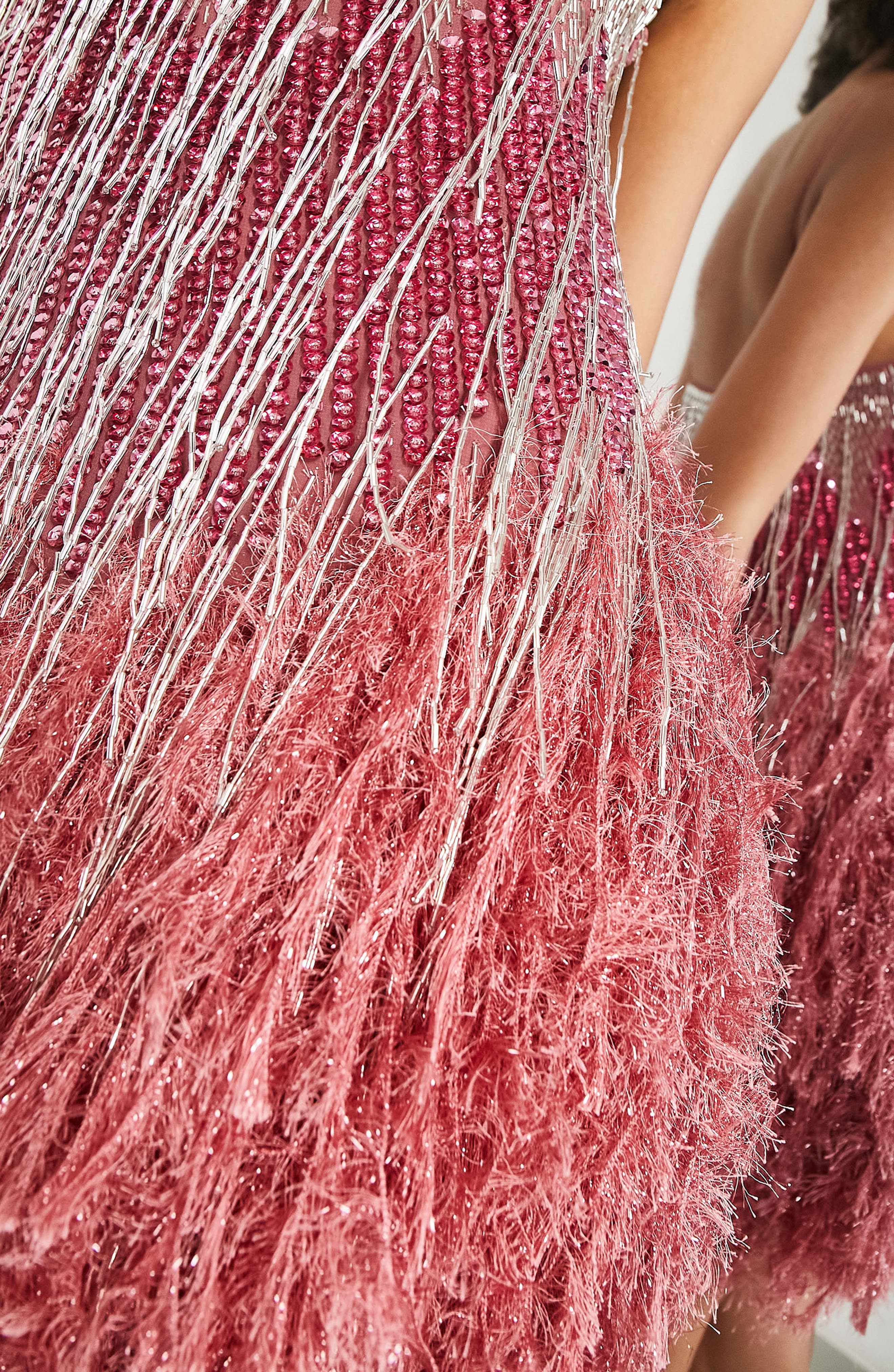 ASOS Design Beaded Fringe Cocktail Dress in Pink