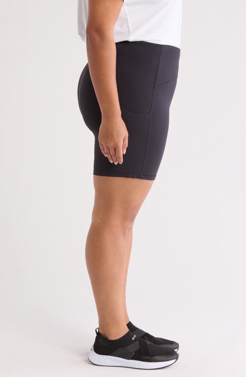 Shop Zella Studio Luxe Pocket Bike Shorts In Black