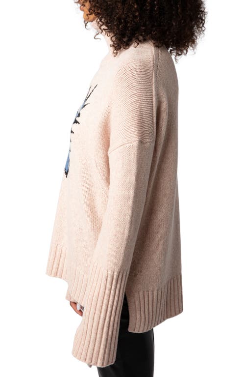 Shop Zadig & Voltaire Alma We Heart Spike Merino Wool Turtleneck Sweater In Sweet