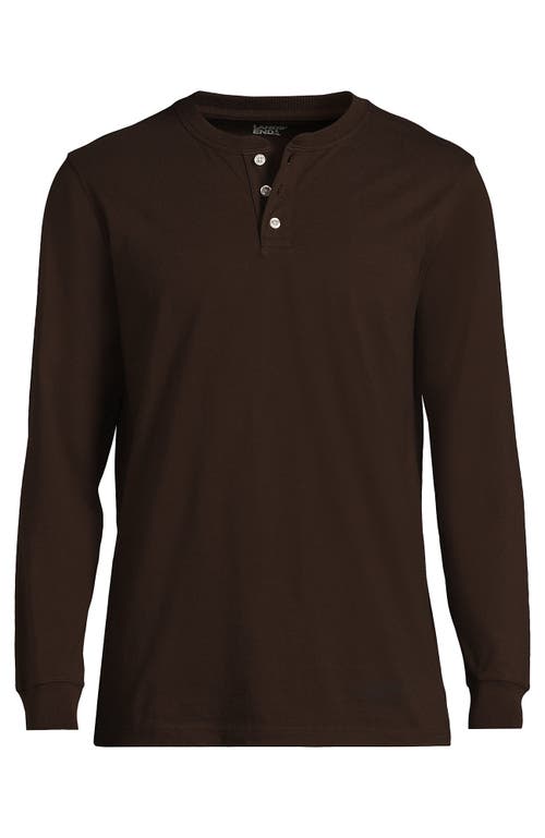 Shop Lands' End Super-t Long Sleeve Henley Shirt In Rich Coffee