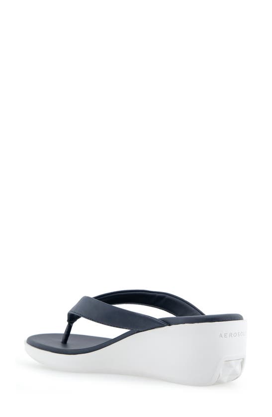 Shop Aerosoles Isha Wedge Flip Flop Sandal In Navy Pu